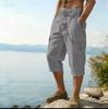 Pantaloni Cargo Casual da Uomo in Cotone e Lino con Tasche Multiple per la Moda Primavera Estate