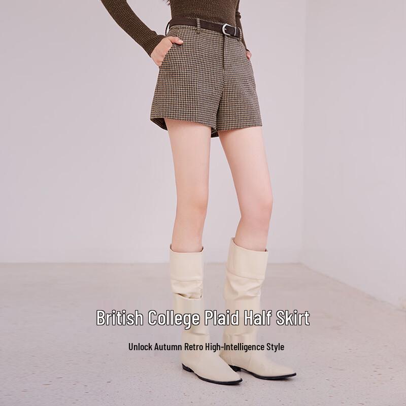 Xiangying Women's Wool Blend High-Waist A-Line Shorts