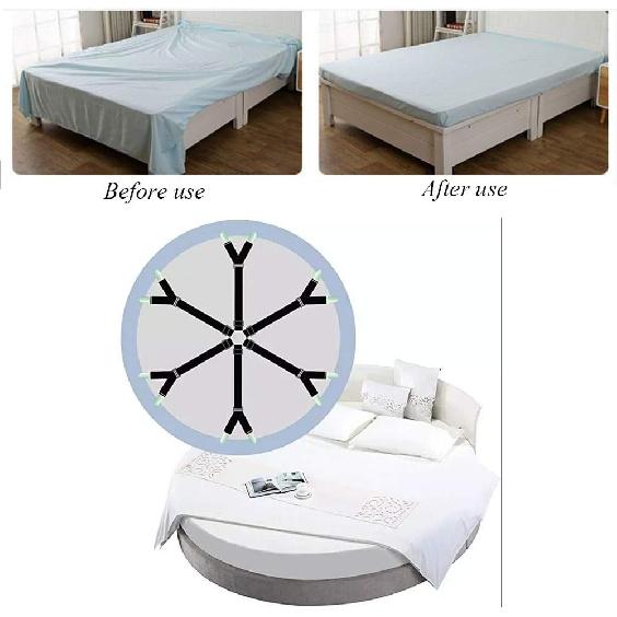 2Pack Sheet Fasteners,Adjustable Elastic Fitted Sheet Straps, Crisscross Bed Sheet Fasteners Suspenders, Bed Sheet Holder Straps Fit Round and Square