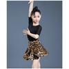 Vestito Latino per Bambini Abiti da Pratica Leopardo Latino Performance per Donne Ragazze Spandex Grembiule da Danza per Gara Esame