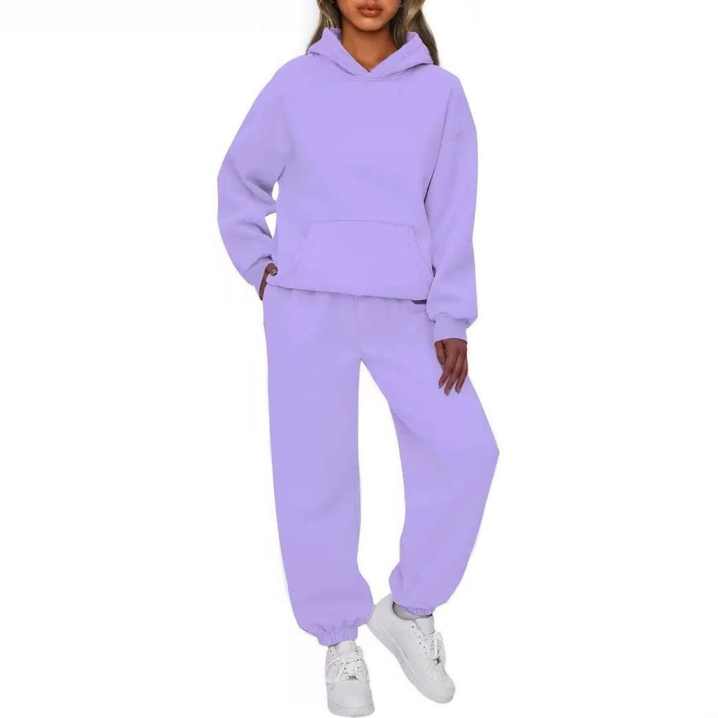 Women's Fall/Winter Casual Two-Piece Set Hooded Sweatshirt and Sweatpants
