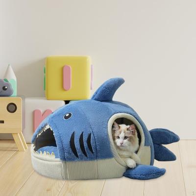 Bett für Haustiere, Zelt-Haus im Haifisch-Design für Kätzchen und