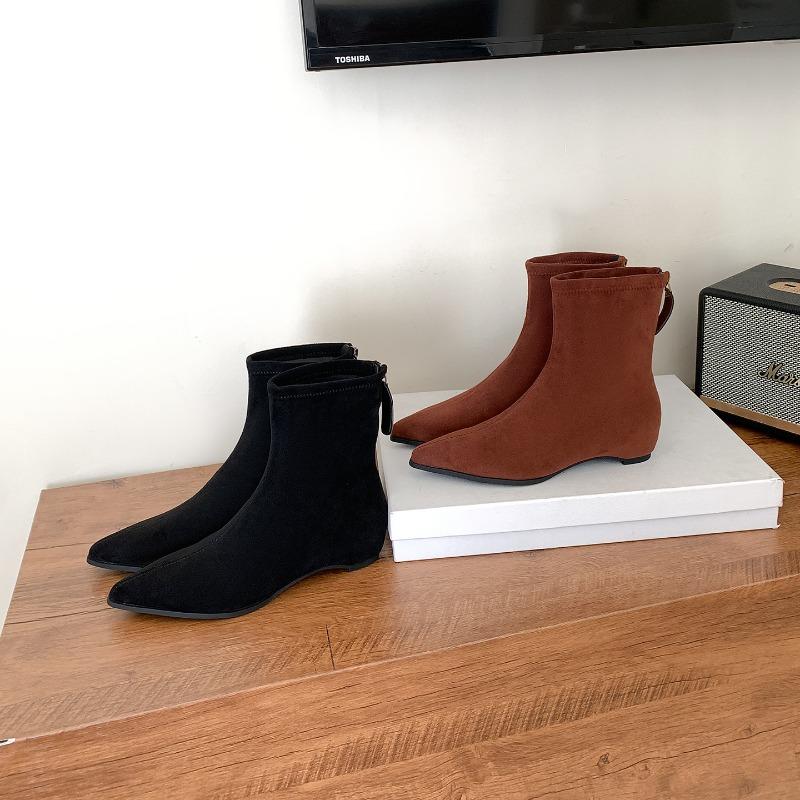 

Ретро остроносые замшевые универсальные ботильоны на скрытой платформе, женские осенне-зимние ботинки Мартин 40 коричневый