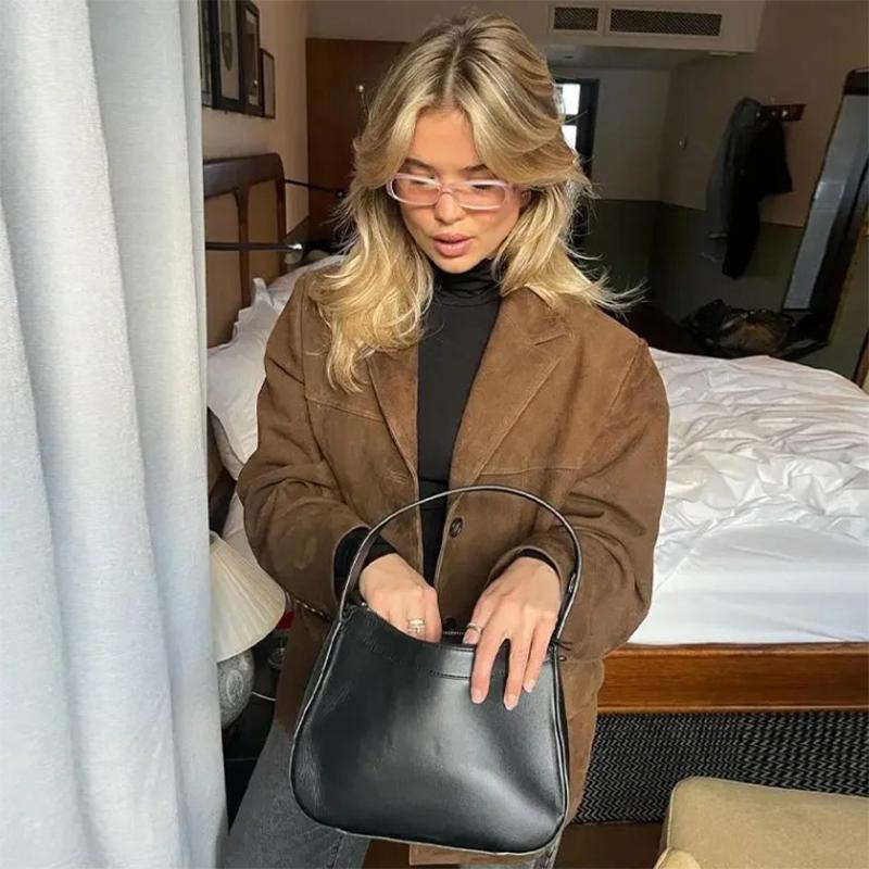 Jachetă de piele de căprioară vintage pentru femei cu rever cu buzunar paltoane pentru femei Hight Street Casual modă cardigan cu mânecă lungă toamnă iarnă jachete de bază maro