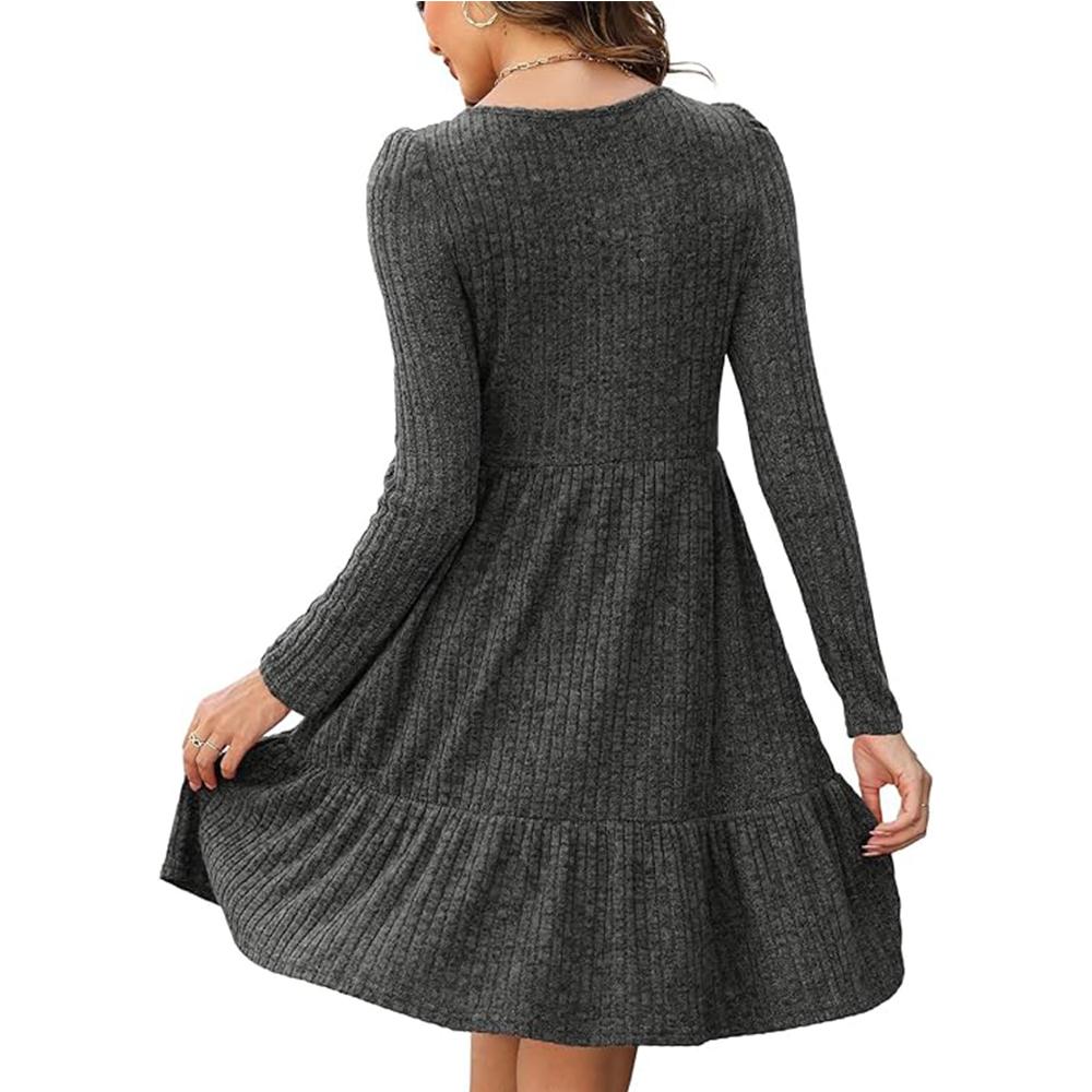 Rochie pulover cu mânecă lungă pentru femei Rochie casual în linie A, cu gât roșu, toamnă și iarnă