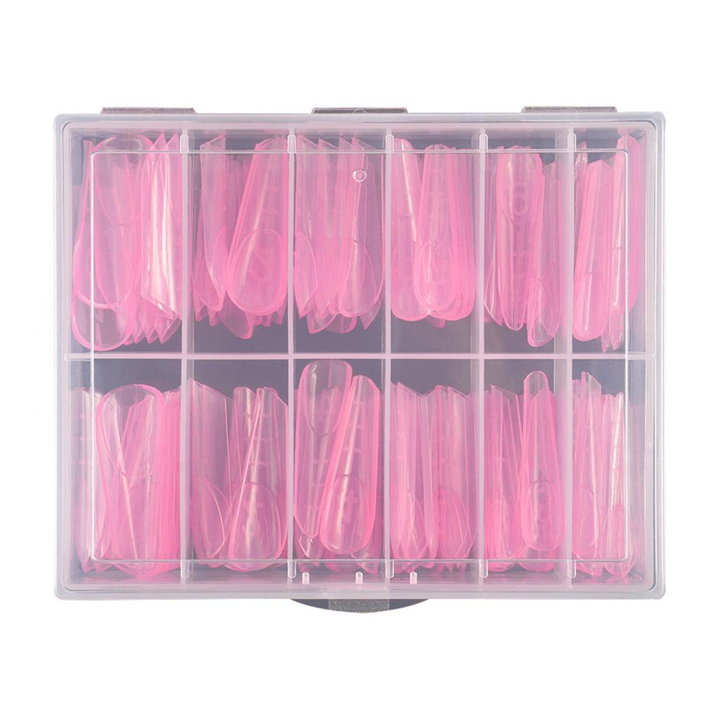 Clear Dual Form Acrylic Nail System UV Gel Nail Mold Full Cover Fasle Nail Tips with Scale 12Size Manicure Pedicure Tool