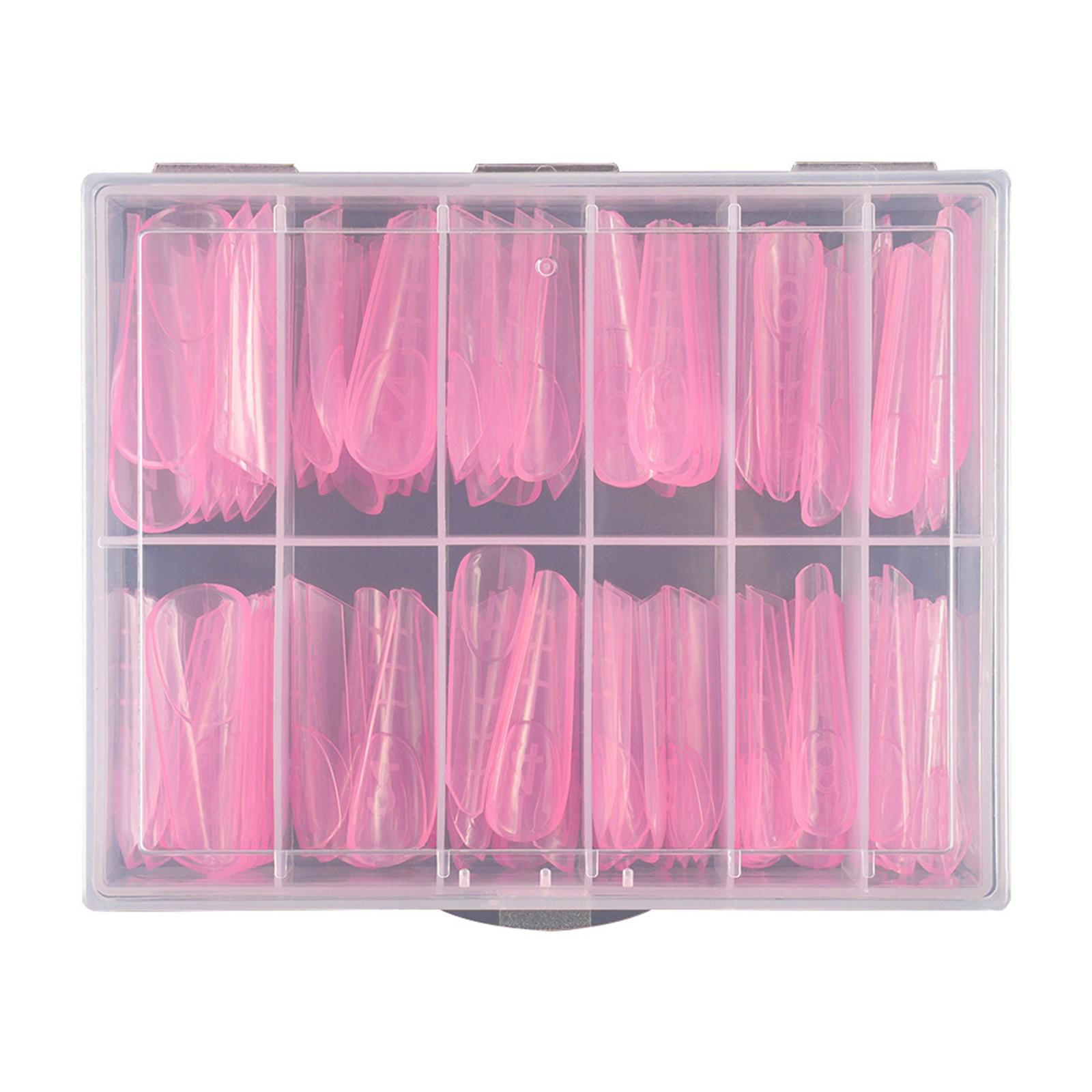 

Прозрачная акриловая система для ногтей двойной формы, УФ-гель для ногтей, полное покрытие, накладные ногти со шкалой, 12 размеров, маникюрный педикюрный инструмент