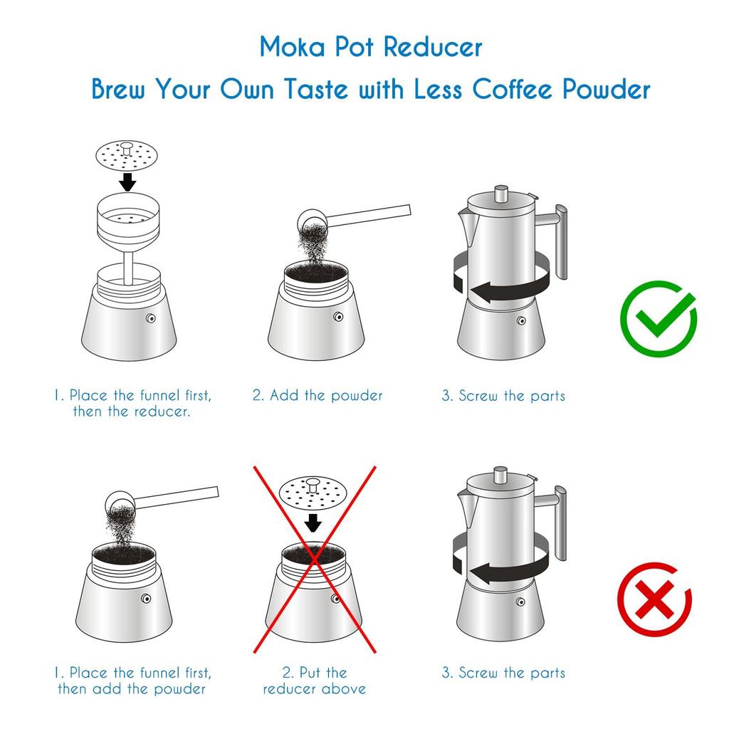 Easyworkz Stainless Steel Moka Pot Reducer Espresso Maker Replacement, 10-12 Cup Size