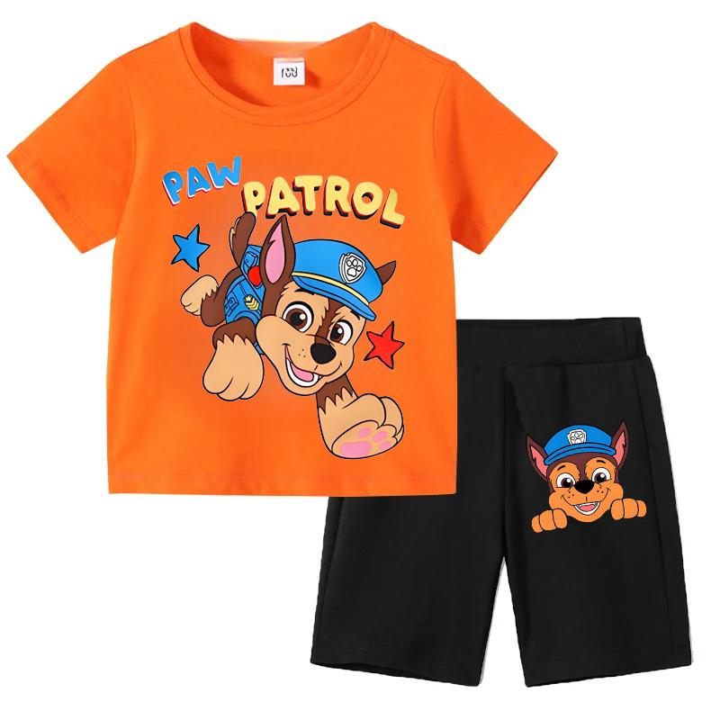 PAW Patrol Children's T-shirts Sets Summer Cartoon Print Boys Short Sleeve Shorts 2pcs Suit Kids Outfits Casual Clothing Sets