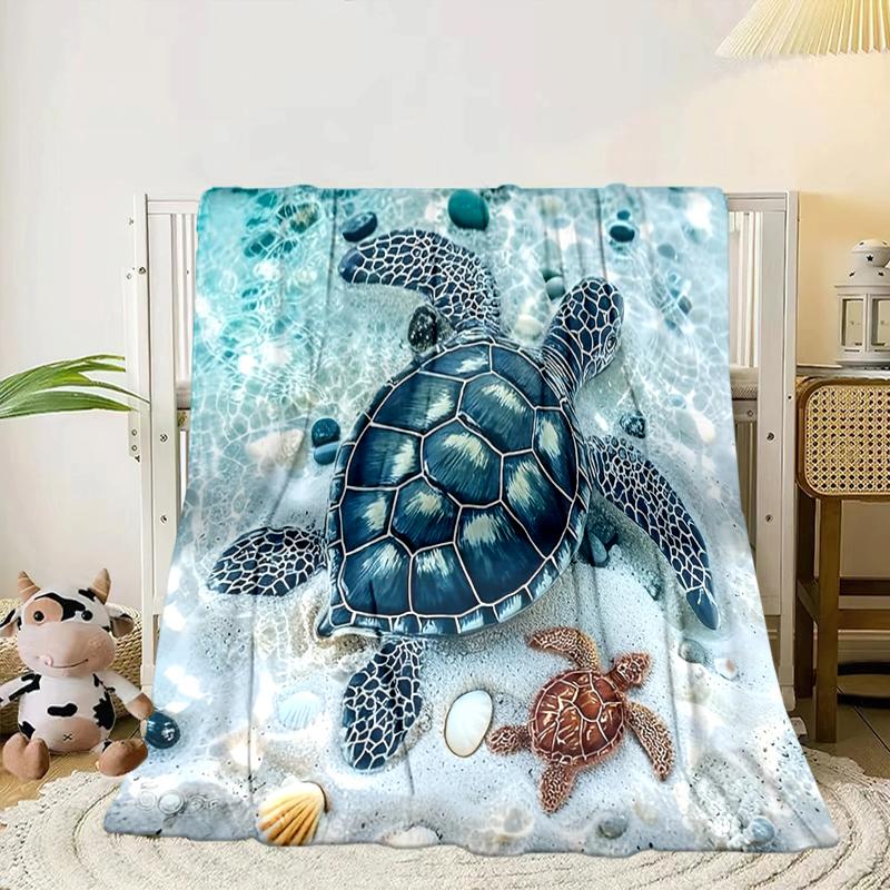 Ocean Love Turtles Blanket Flannel Blanket for Bed, Sofa, Camping, Hiking, Picnic Essentials, Gift for Family Fan Gifts