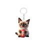 Cute 2D Siamese Cat Keychain Acrylic Kitten Backpack Car Interior Decorations Ornaments Gift for Women Lady Party Car Key Decor