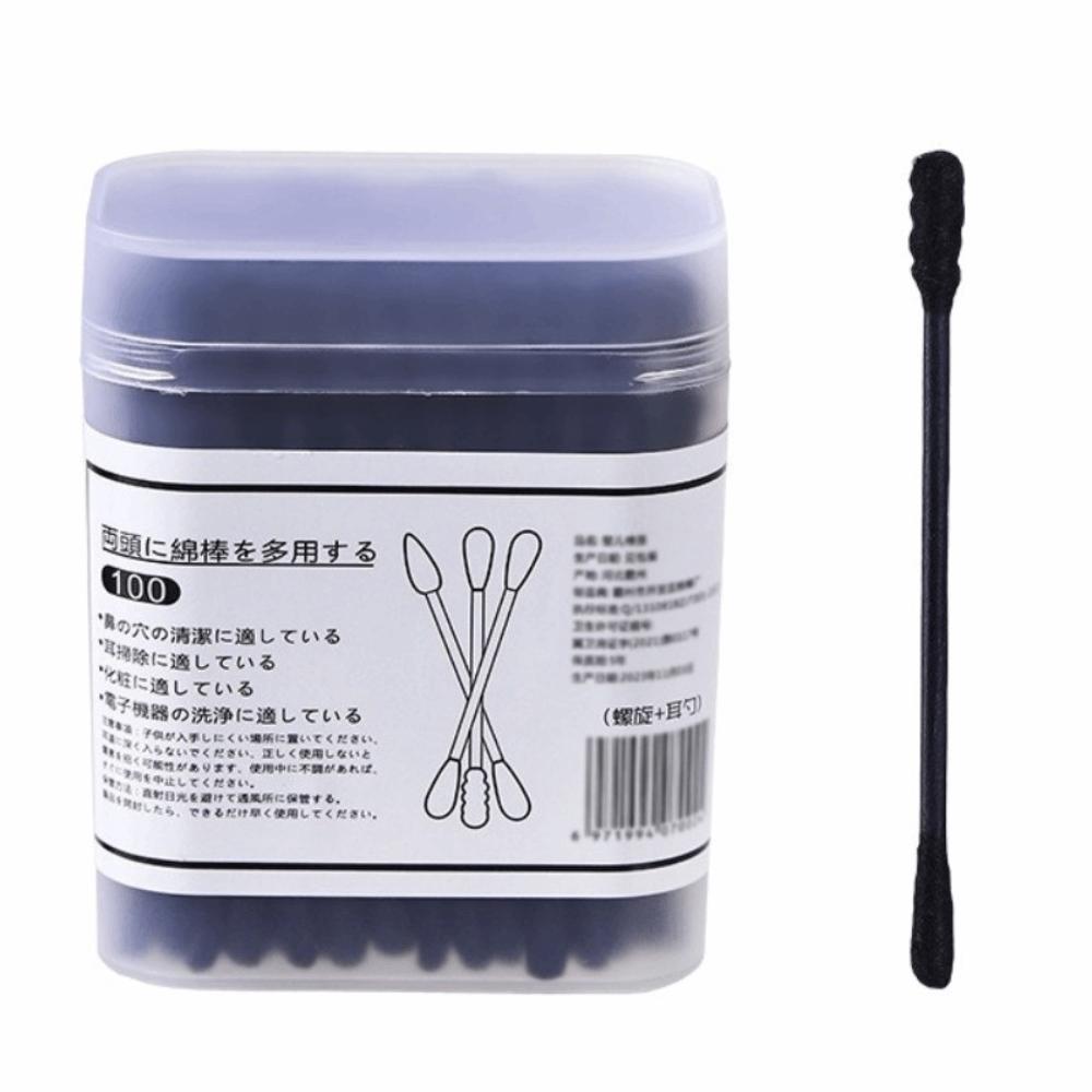 100 шт. Новые Черные Одноразовые Ватные Палочки Спиральная Форма Двусторонние Очищающие Ватные Палочки Мягкие Косметические Ватные Палочки Универсальные