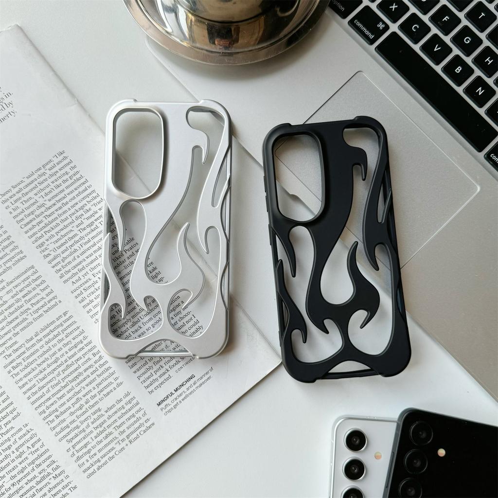 For Samsung Galaxy S24 Case Hollow Flame Design Matte TPU Phone Cover
