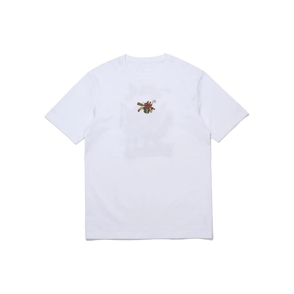 Li Ning Sports Trend Serie High Rice Cartoon-Muster Rundhals Lässiges Kurzarm-T-Shirt Herren T-Shirts Standard-Weiß AHSS367-1