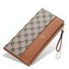 Four-leaf clover women's wallet, fashionable and large-capacity long multi-card buckle retro-printed high-end clutch bag.
