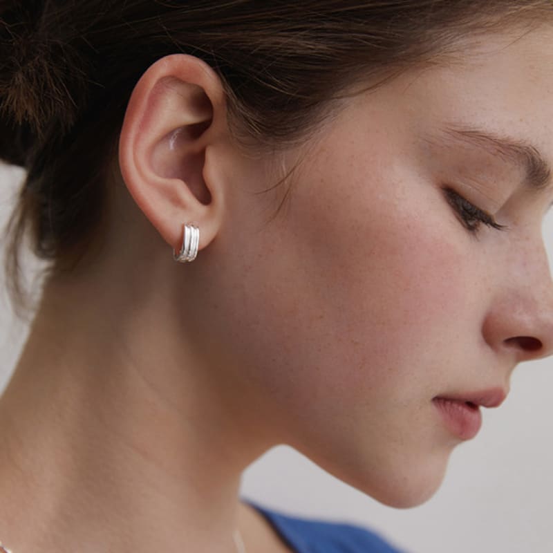 Tatiana (925 Silver) Square Stream Hoop Earrings EC3115