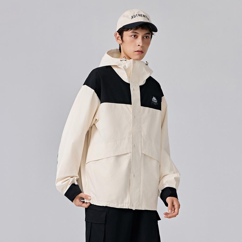 Kappa Player Water-Resistant Outdoor Sports Jacket Loose Comfortable Casual Windbreaker Unisex Jackets White K0EY2FJ81