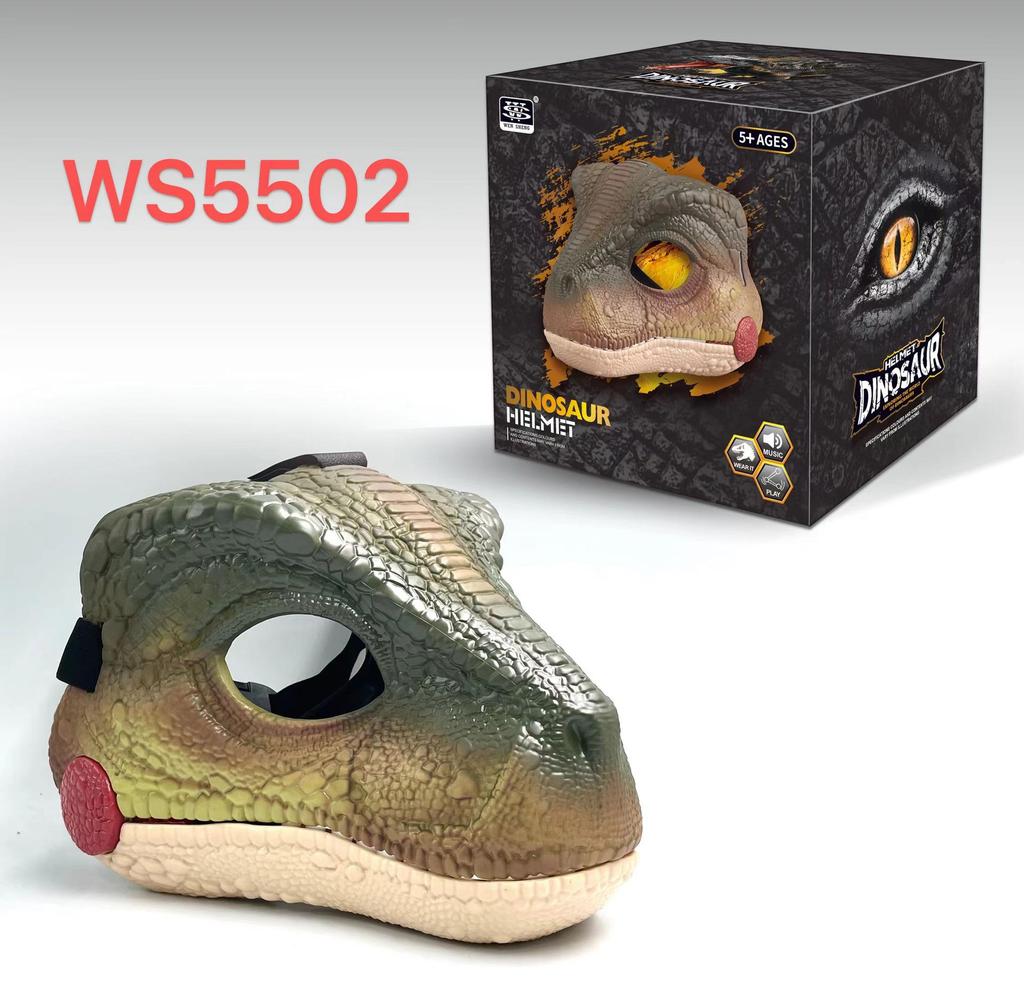 Sound & Light Christmas Dinosaur Cosplay Mask - Tyrannosaurus & Velociraptor Halloween Headgear Toy