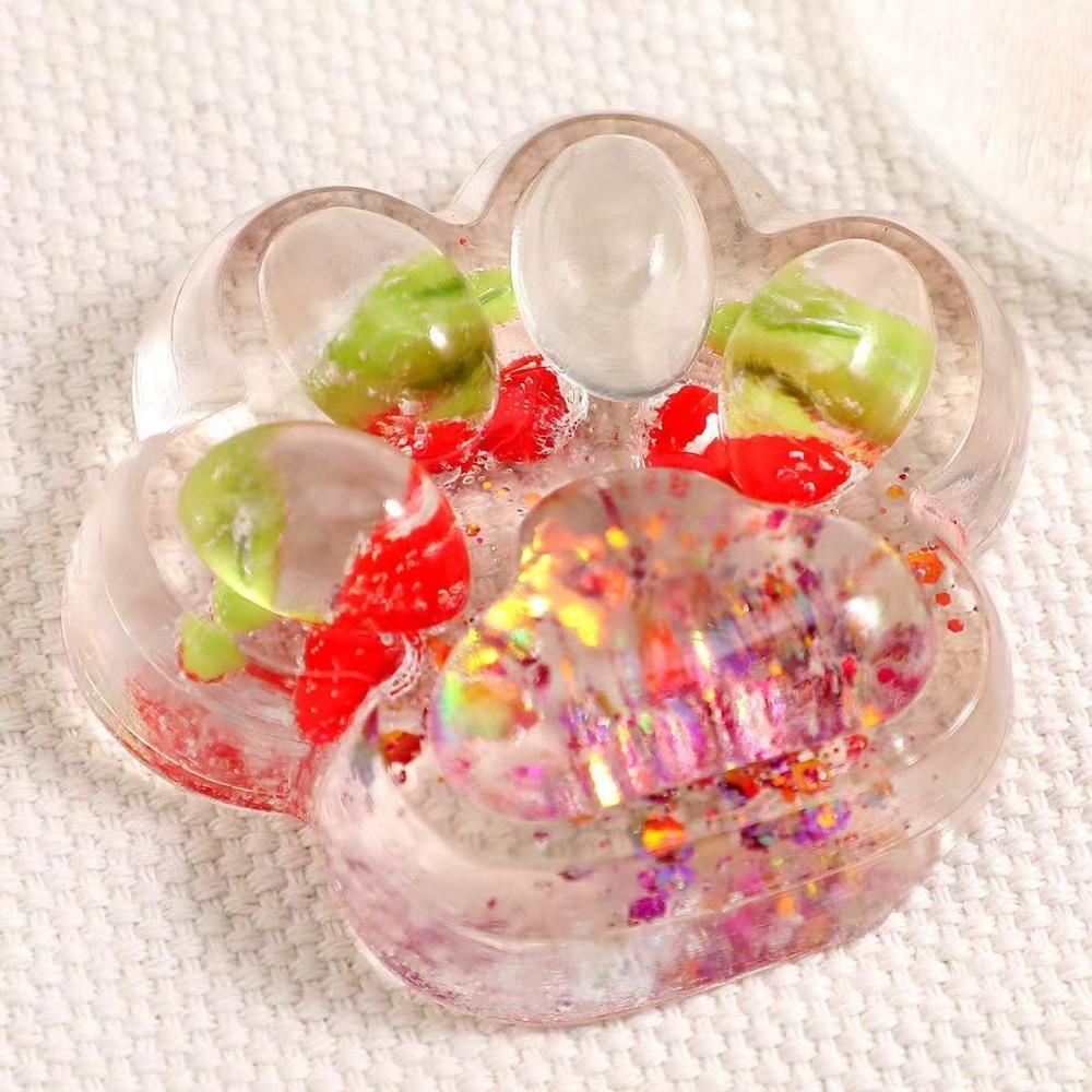 Schattige Fruitstijl Kattenpoot Squishy Aardbei & Ananas Jelly Knijpspeeltje rood