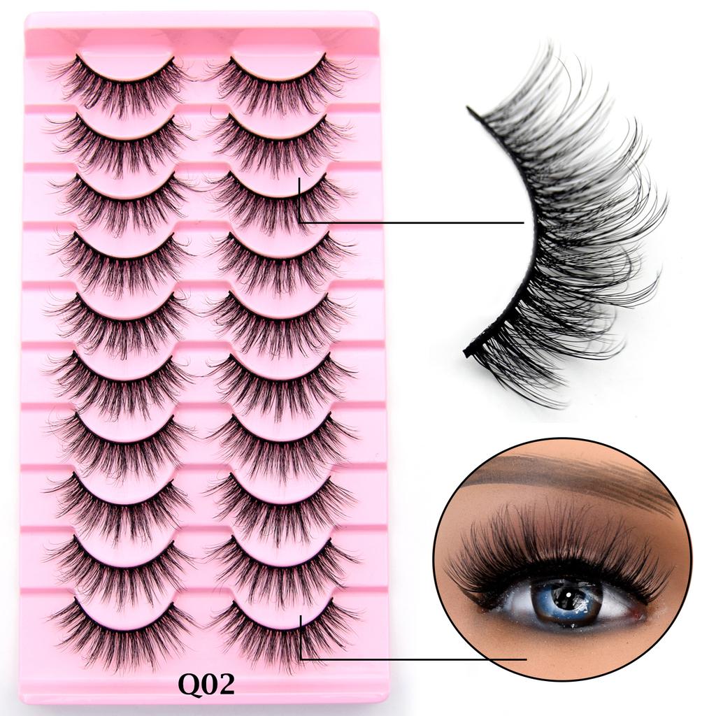 10 Pairs Eyelashes Natural Long 3D Mink Lashes Fluffy Volume Mink False Eyelashes Cruelty Free Wispy Lashes Makeup