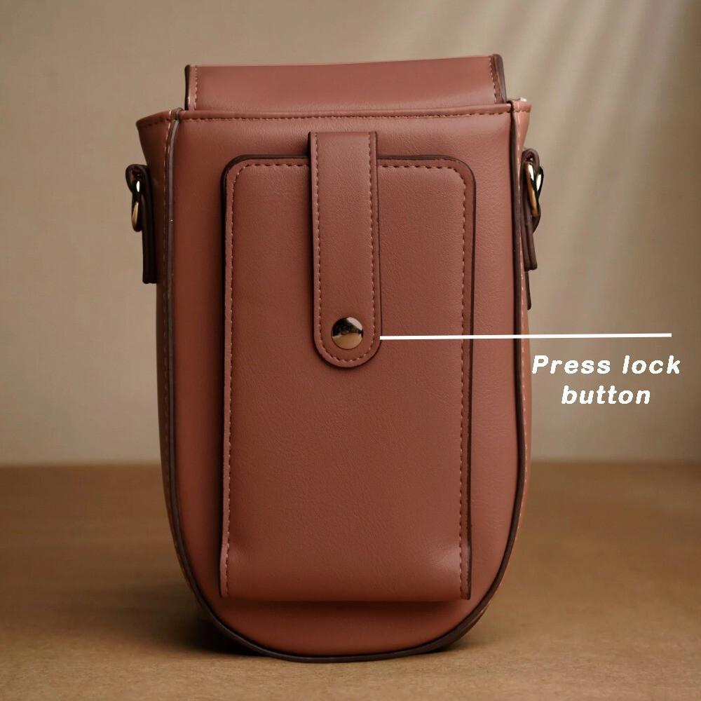 RSINC Small Crossbody Bags Semi Oval PU Leather Adjustable Shoulder Tan Brown B0DVQ1BDDJ