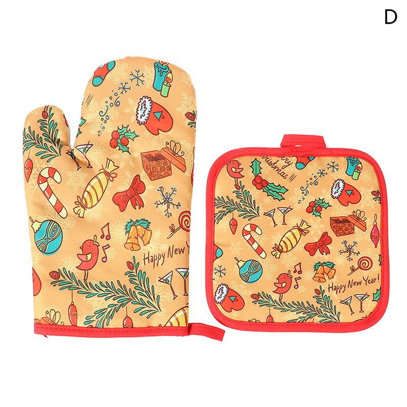 

Рождественские прихватки-рукавицы набор Санта Клаус снежинка конфетный узор термоизолированные прихватки для духовки дом кухня рождественское украшение D