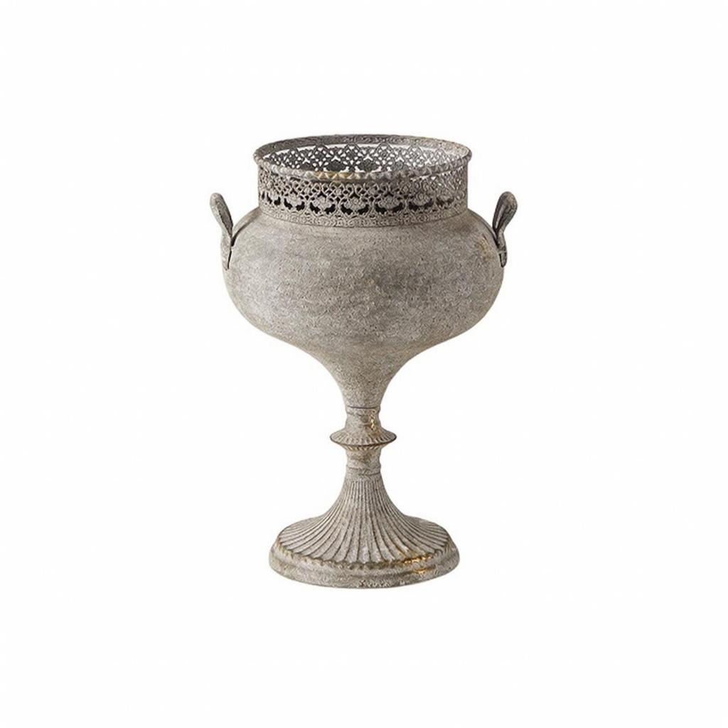 Iron Ornamental Planter Metal Oval with Openwork Rim Ornate for Balcony