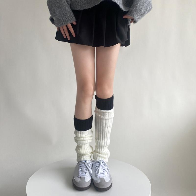 Campus Style Leg Warmers Gothic Knit Long Socks Leggings Gaiters Autumn Winter Cuffs Ankle Heaps Socks
