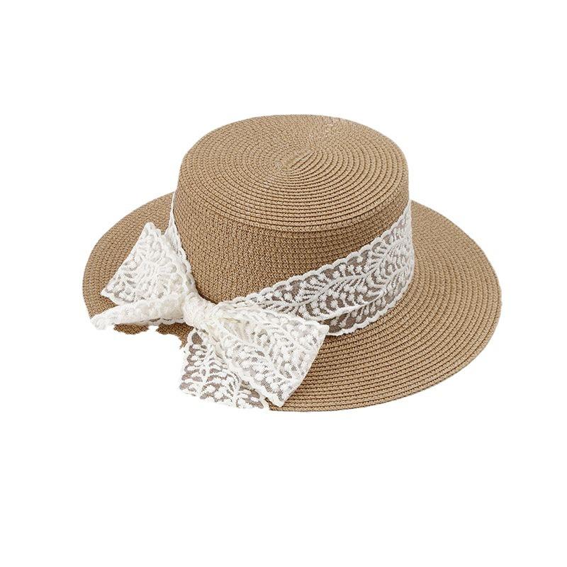 Summer sunshade straw hat women's sunscreen UV protection straw weaving big brim beach hat sweet elegant bow sun hat