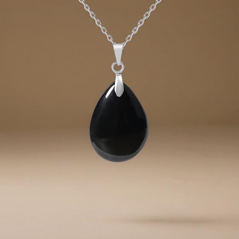 High quality hot selling natural crystal stone water drop pendant necklace jewelry simple fashion necklace merchandise jewelry