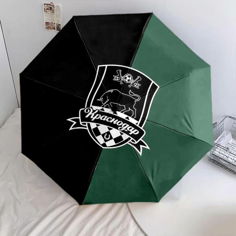Motif FC Krasnodar, parapluie pliant automatique, design portable et pliable, 8 baleines, un cadeau de Noël ou d'anniversaire.