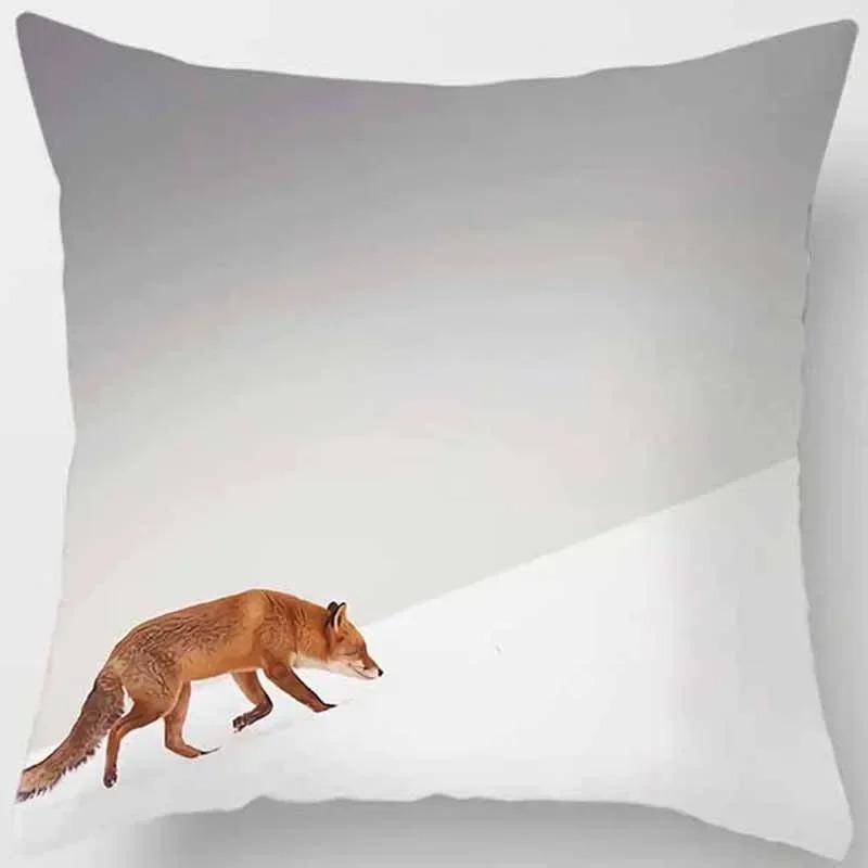 Fox Pattern Decorative Pillow Cover Car Sofa Square Cushion Pillow Cover