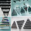 Elegant Gold Wall Mounted Nail Polish Rack - Set of 6 Triangular Cosmetic Display Shelves for Essential Oil Bottles, Organize Your Lipsticks and
