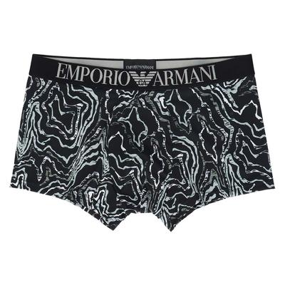 Emporio Armani ALL OVER PRINTED MICROFIBER Boxer Shorts, Front Closure, Men's, EU Size, 54045350, M (EU Size), 98. Black