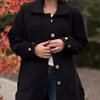 Women Spring Fall Coat Loose Single Breasted Button Cardigan Jacket Solid Color Turn Down Collar Long Sleeves Dating Commuting