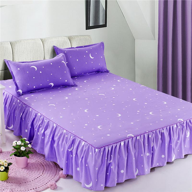 Bed Skirt Anti-dirty Sheet Bedspread Printed Elastic Band Bedclothes Queen King Skin-friendly Beds Protector Bedroom Space Decoration