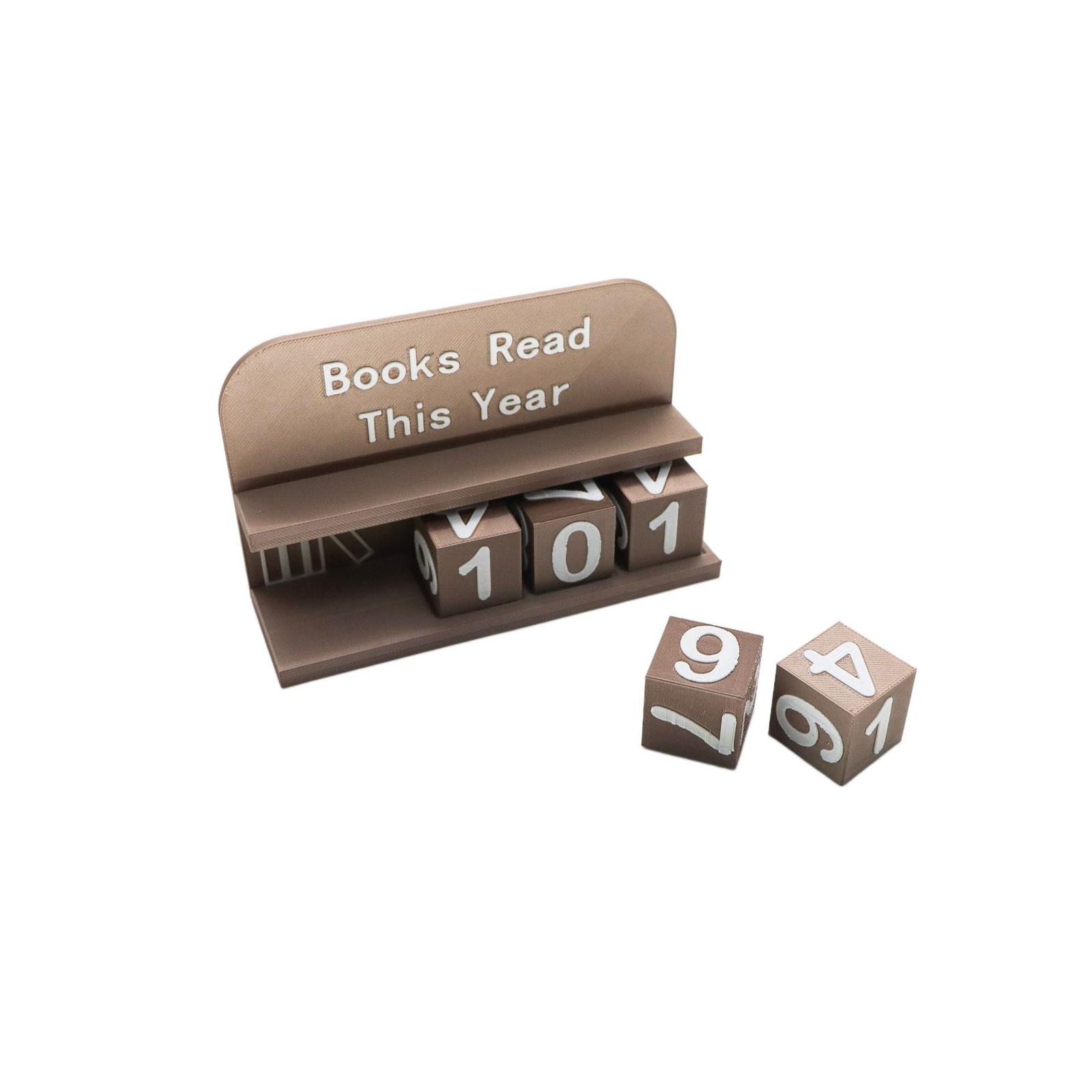 

3D Printed Bookshelf Decor Annual Reading Counter, Reading Counter With Number Squares, Personalized Reading Counter One Size верблюд