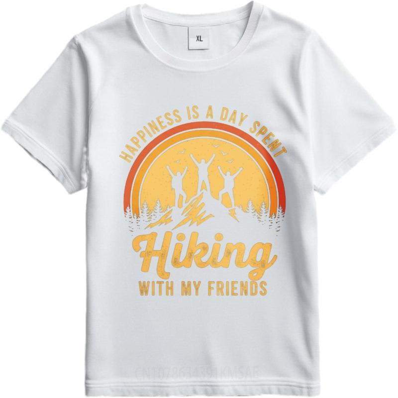 Breathable For Unisex Round Neck T Shirt Big Size Happiness Is A Day Spent Hiking With My Friends Minimalist Teeshirt Unisex Tops