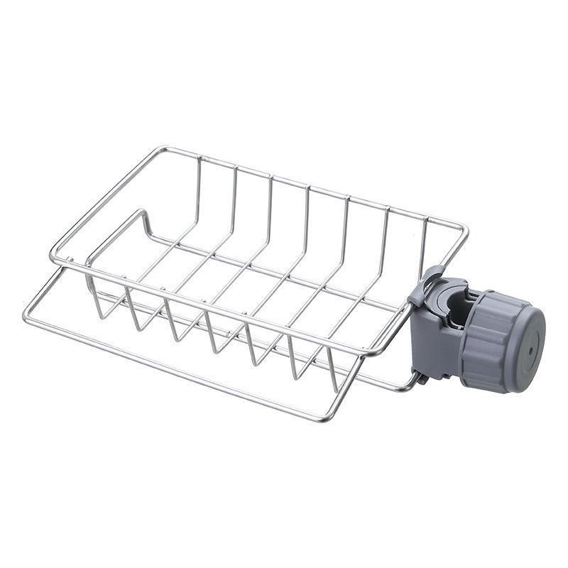 

Stainless Steel Kitchen Faucet Mount Storage Rack Sink Organizer for Sponge Towel Dish Draining Basket Home Use