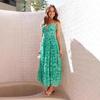 Abito lungo da donna alla moda con scollo all'americana senza maniche per le vacanze