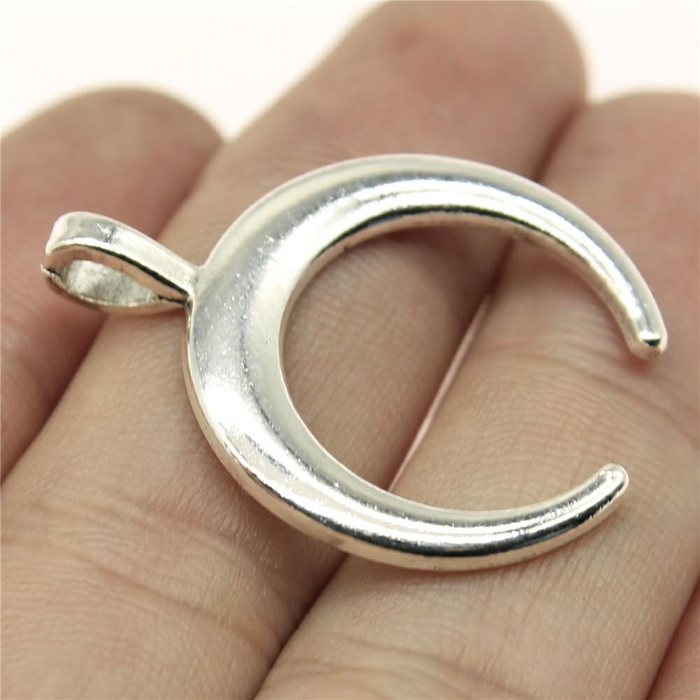 4pcs Charms Horn Antique Silver Color Crescent Moon Charms Pendants For Bracelets Crescent Moon Charms Wholesale