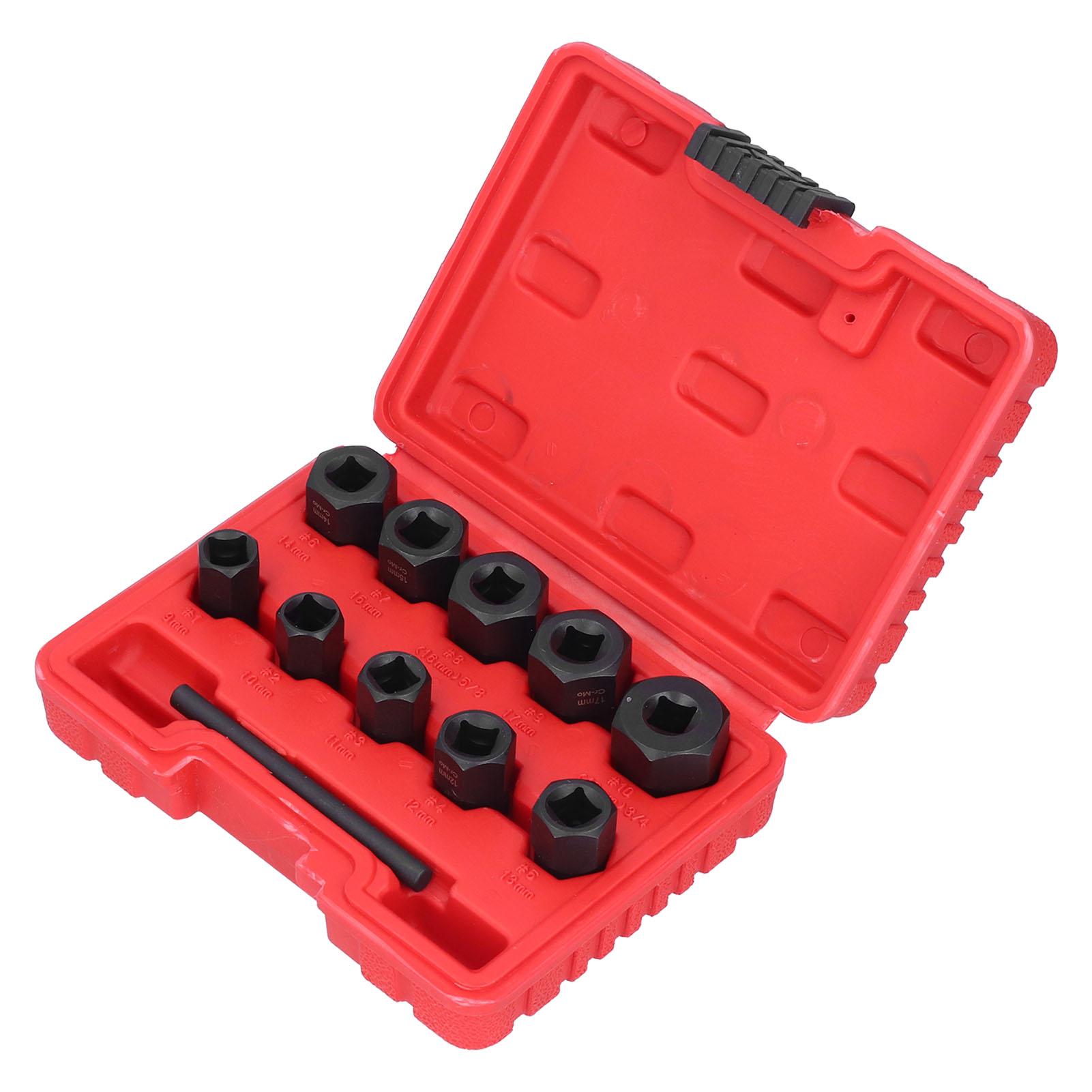 

11 шт. Экстрактор винтов Съемник сломанных гаек Инструмент для удаления поврежденных болтов Набор головок