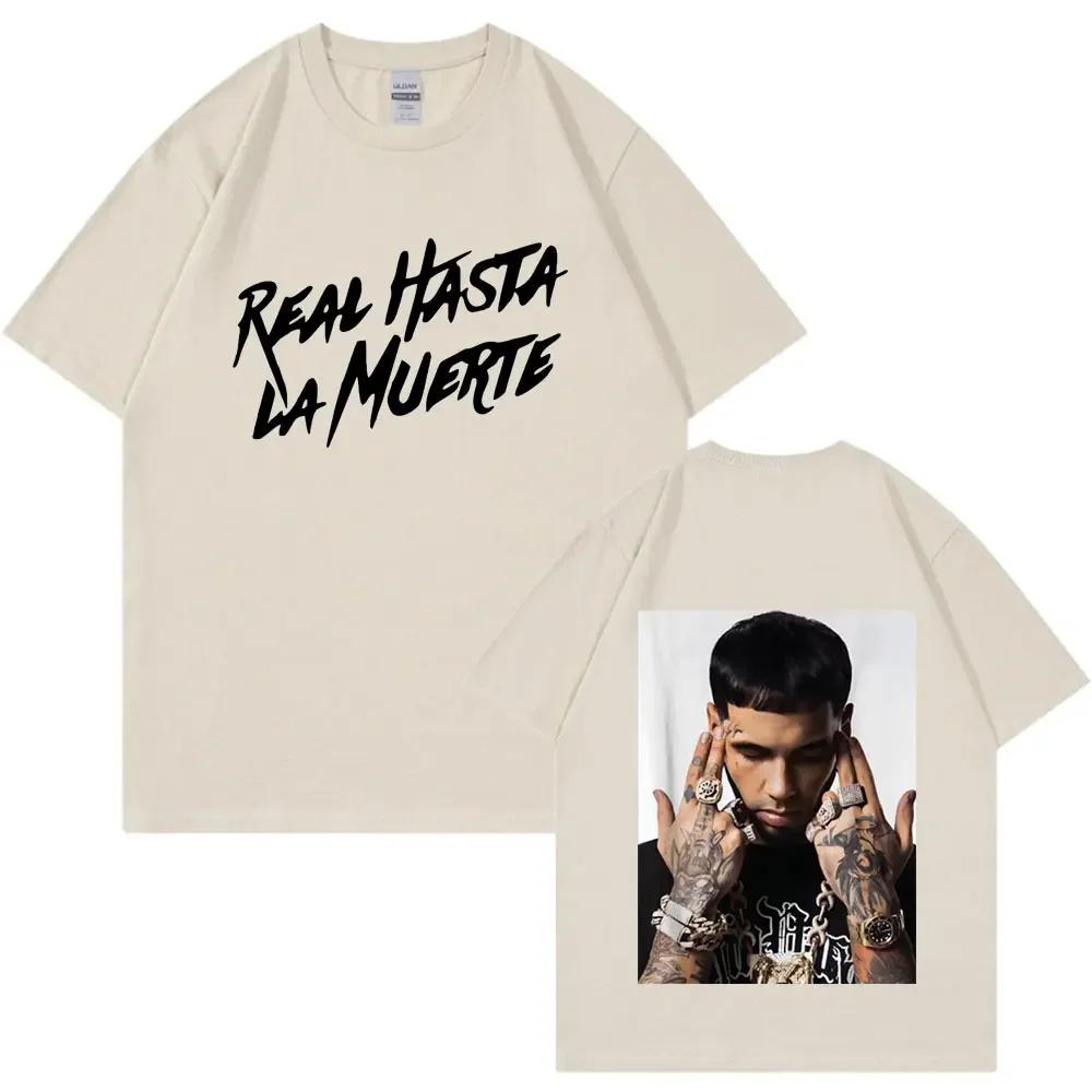 Rapper Anuel AA Real Hasta La Muerte Stil Lässiges T-Shirt Modisches HipHop Retro T-Shirt Geeignet für Damen Herren Kleidung