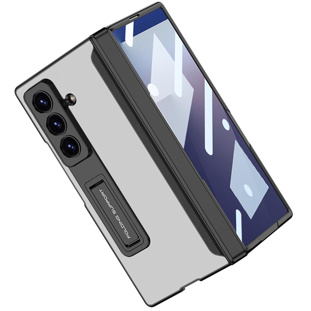 Magnetic Hinge Translucent Frosted Case for Samsung Galaxy Z Fold 7 Outer Screen Glass Holder Hard Cover for Galaxy Z Fold7 Case