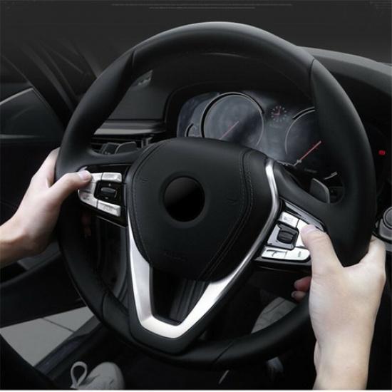 For BMW 5 Series G30 G38 18-21 Silver ABS Steering Wheel Button Cover Sticker