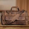 European American Retro Crazy Horse Leather Crossbody Bag - Large Capacity, Multi-functional Fitness and Travel Handbag, Genuine Leather.