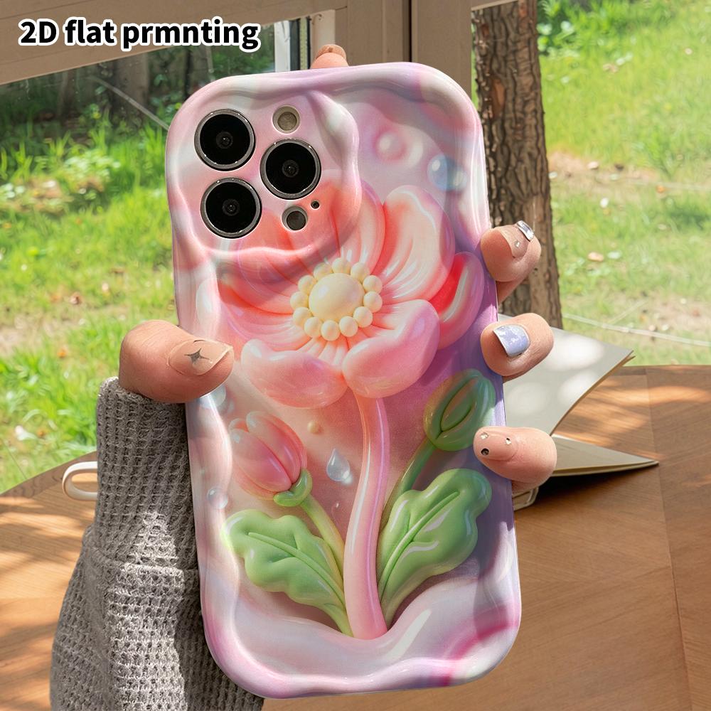 Phone Case: 2D Flat Design, Suitable for iPhone 18 17 16 15 14 13 Pro Protective Case, Pink Lotus, Perfect Christmas and Halloween Holiday Gift