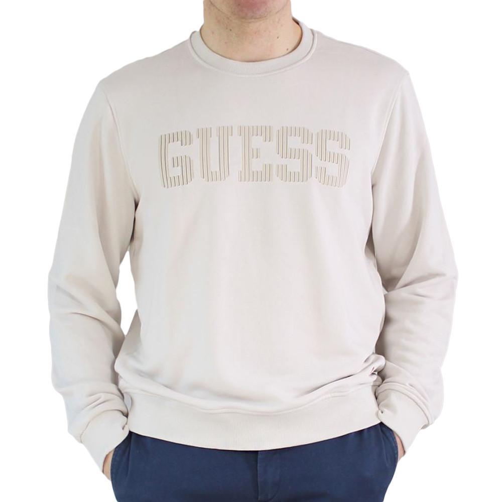 Guess Sweat Slim Gros Logo Sweatshirt Round Neck White