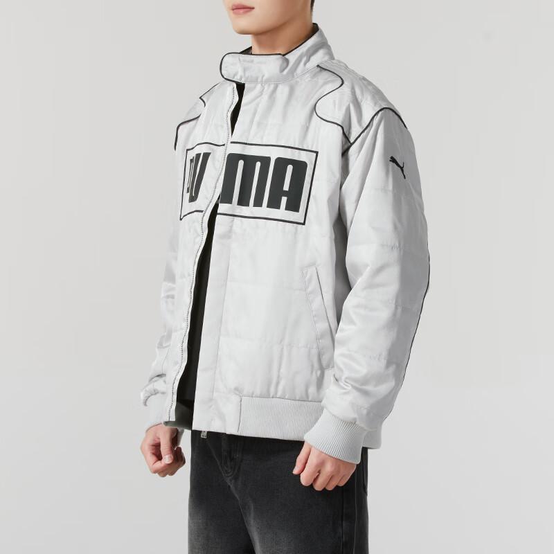 Puma Windproof Warm Stand Collar Zipper Long Sleeve Cotton Jacket Unisex jackets Gray 631974-61