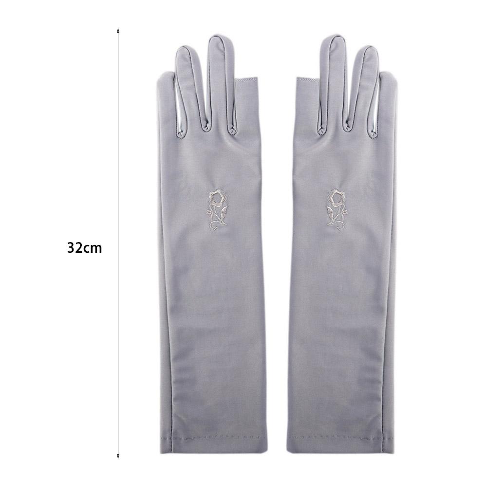 Driving Gloves Ice Silk Mittens Sunscreen Women's Flower Gloves Sun Protection Cover